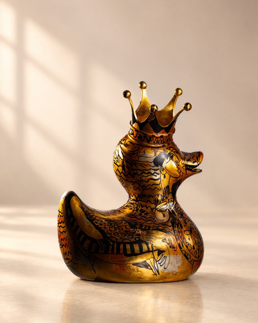 Hand-painted resin duck sculpture by Mohamed Damarawy