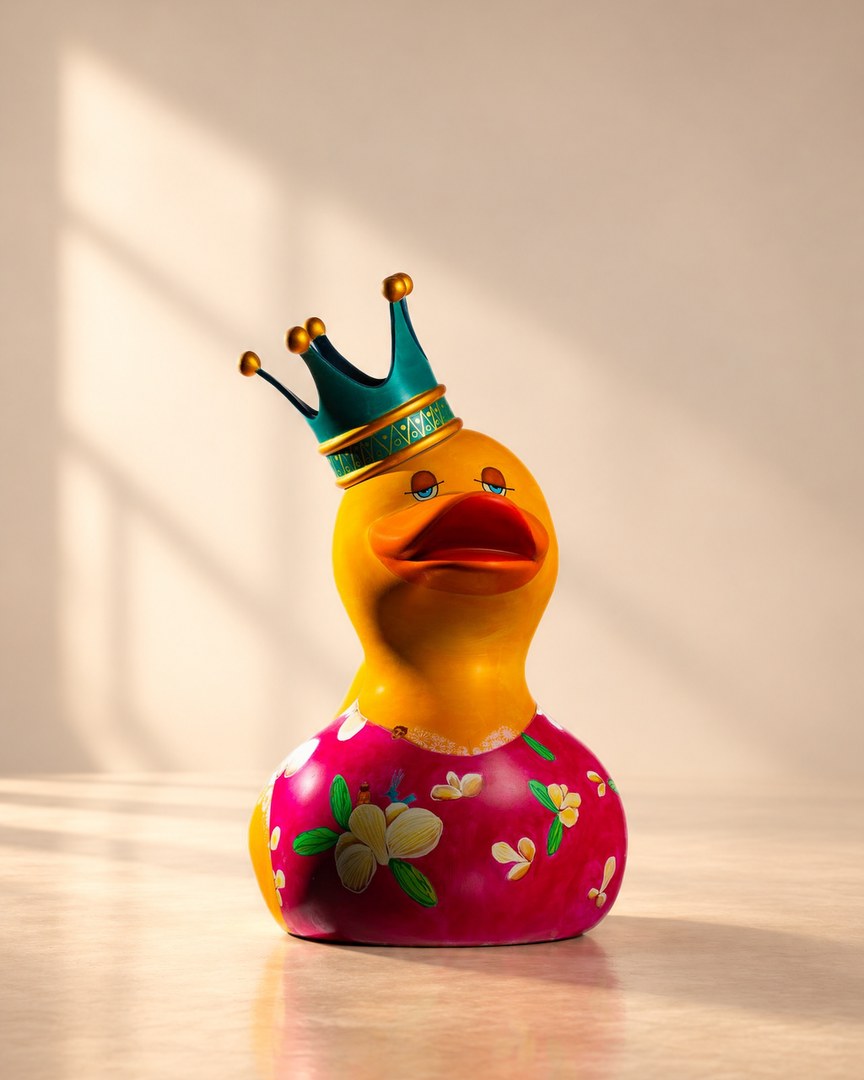 Hand-painted resin duck sculpture by Neamat El Diwany
