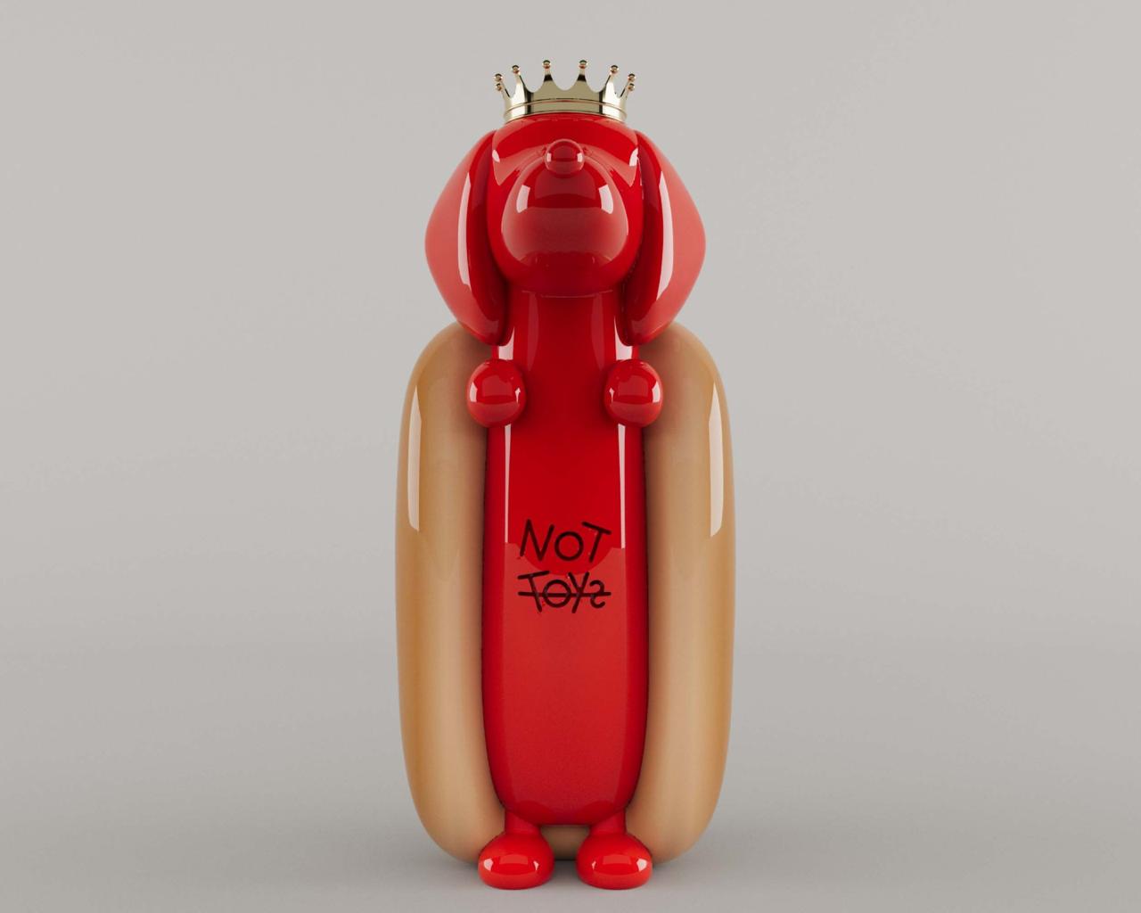 Tubby crowned sausage dog art toy front view