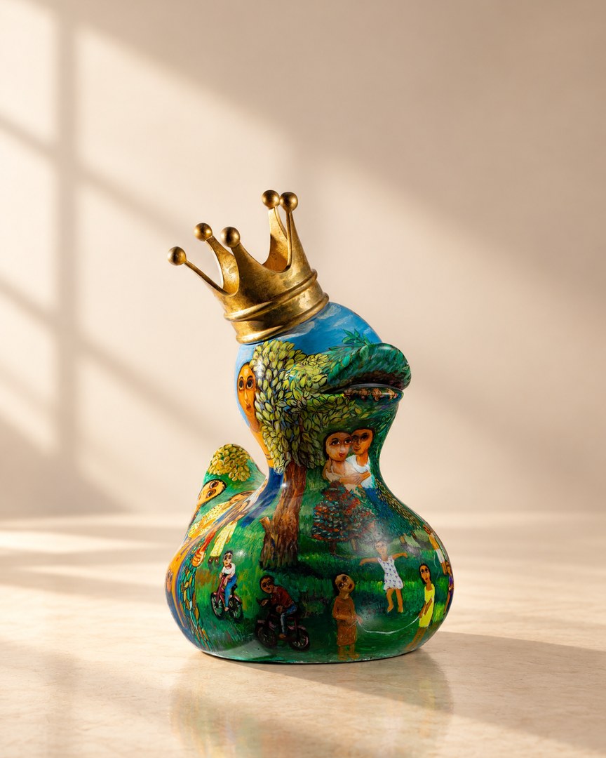 Hand-painted resin duck sculpture by Guirguis Lotfy
