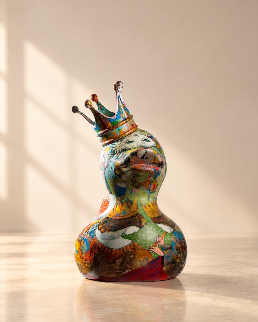 Hand-painted resin duck sculpture by Klay Kassem