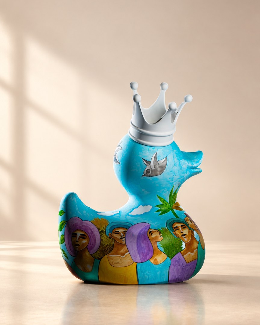 Hand-painted resin duck sculpture by Hady Boraey