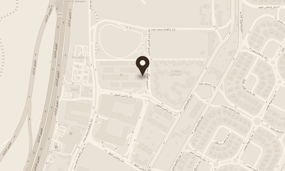 Map showing NOT TOYS Café at 5A by The Waterway, New Cairo