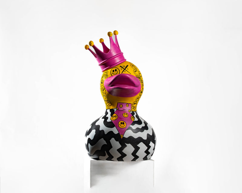 Hand-painted resin art toy duck by Hadia and Hala