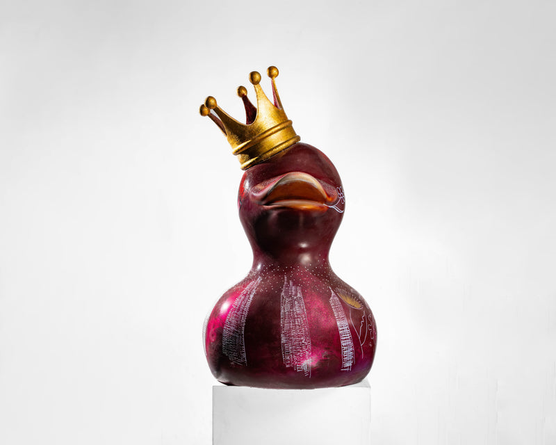 Hand-painted resin art toy duck by Soad Edris